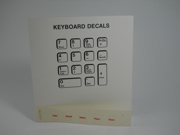 Stickers and diagram showing how they should be stuck to a keyboard